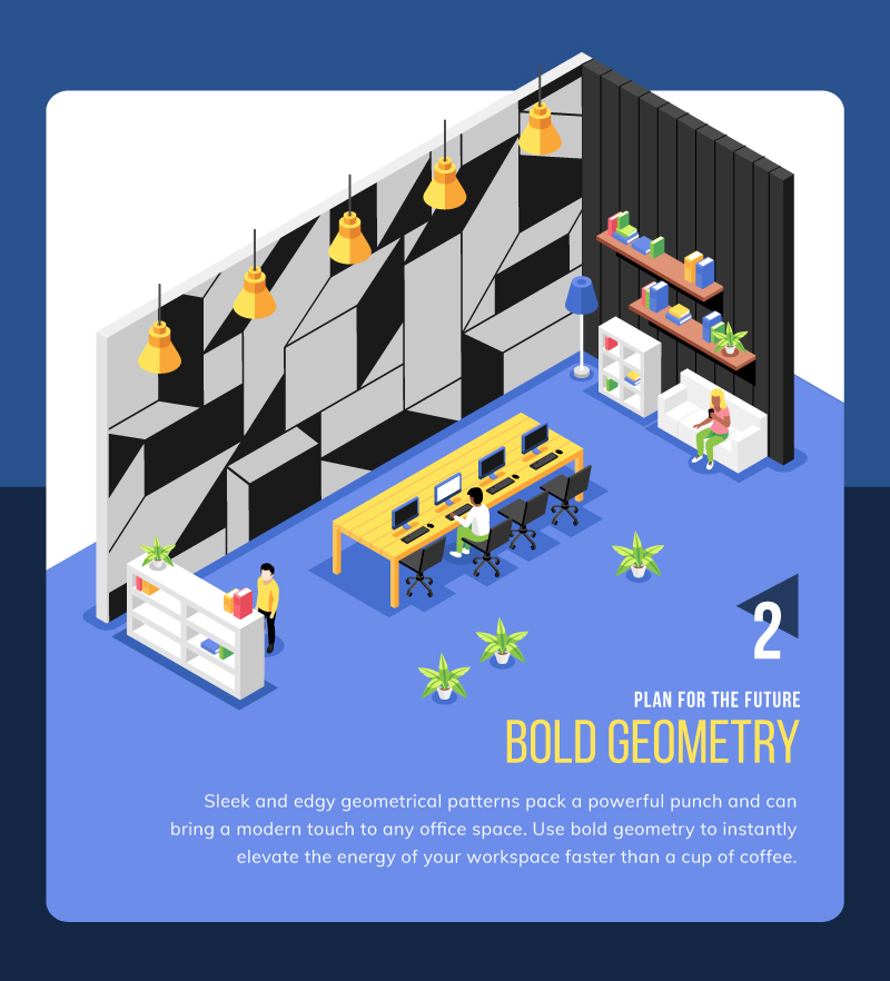 Geometry wall mural idea for coworking space