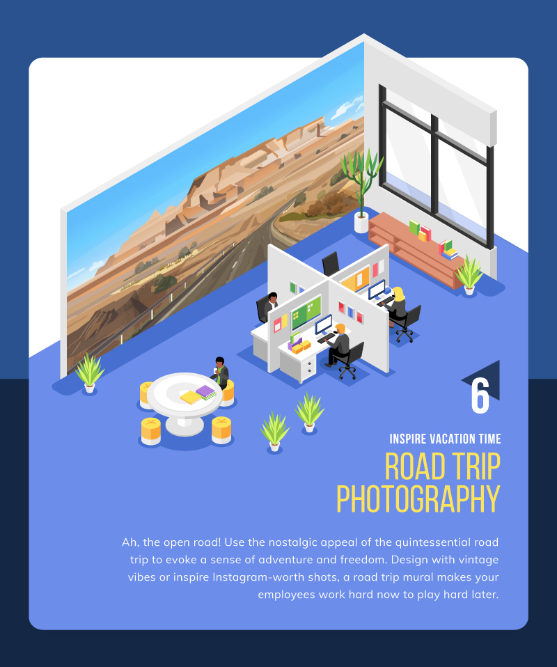 Road trip wall mural idea for coworking space