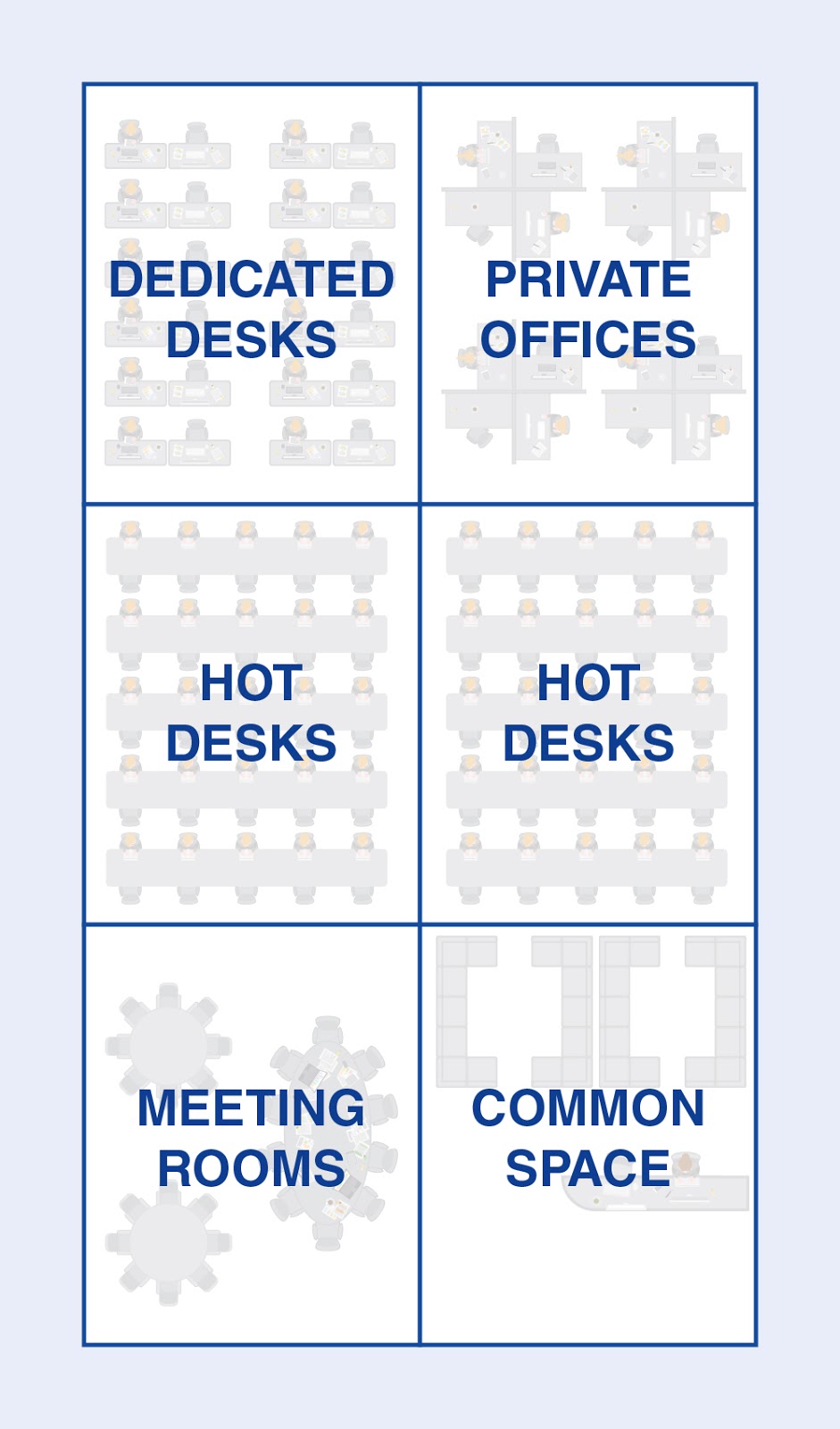 illustration of coworking desk layout