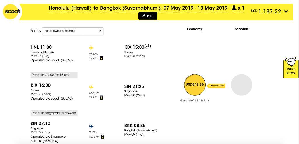 Scoot budget compagnies aériennes