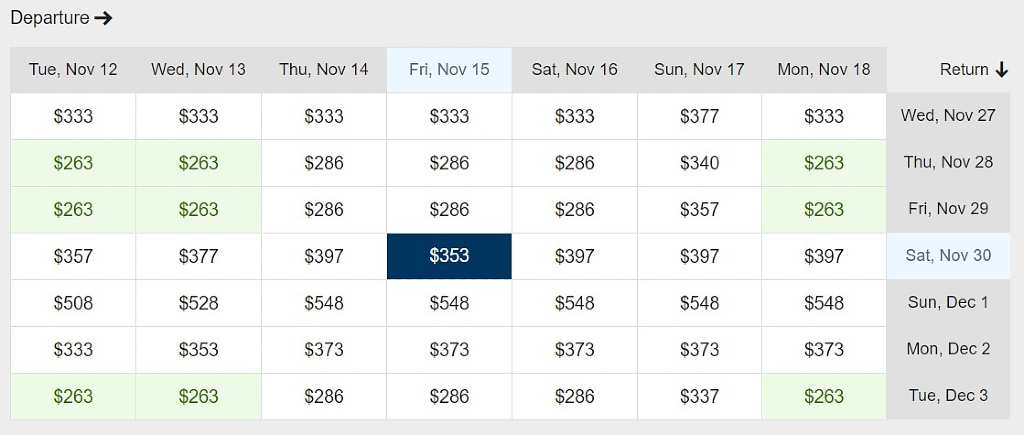 viewing flexible dates on orbitz flights