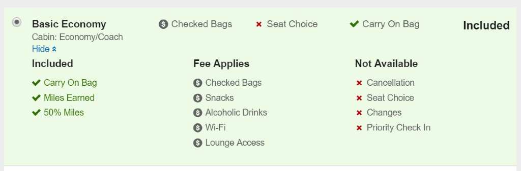 flight class details on orbitz