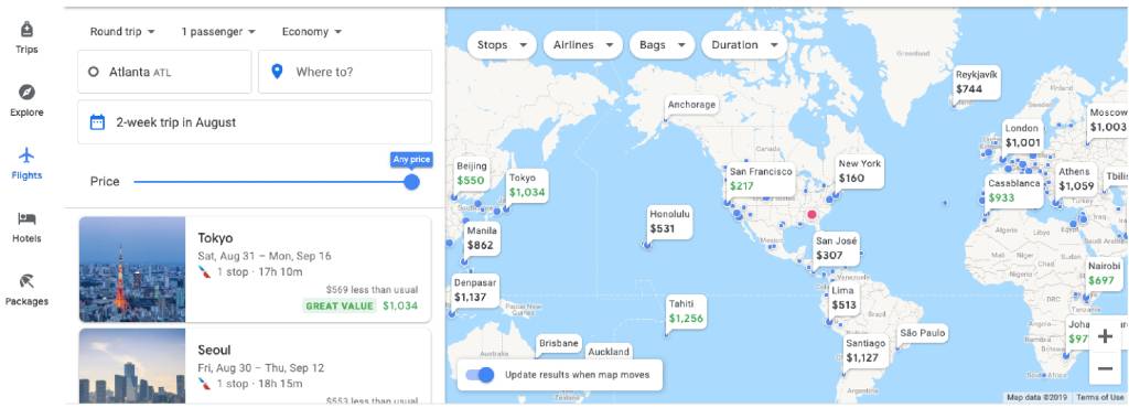 vision du monde sur google vols