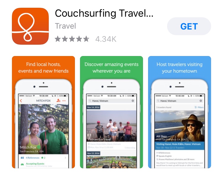 Aplicativo Couchsurfing