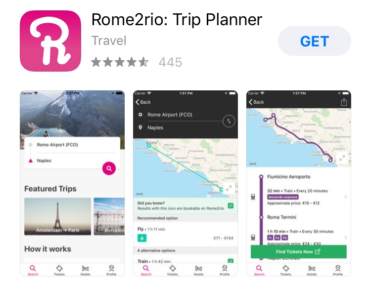 Aplicação Rome2rio