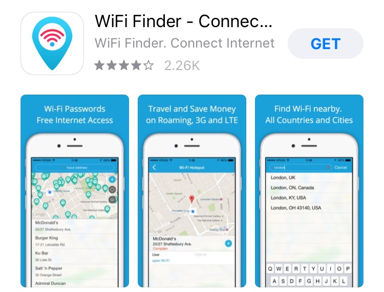 Aplicativo localizador de Wi-Fi