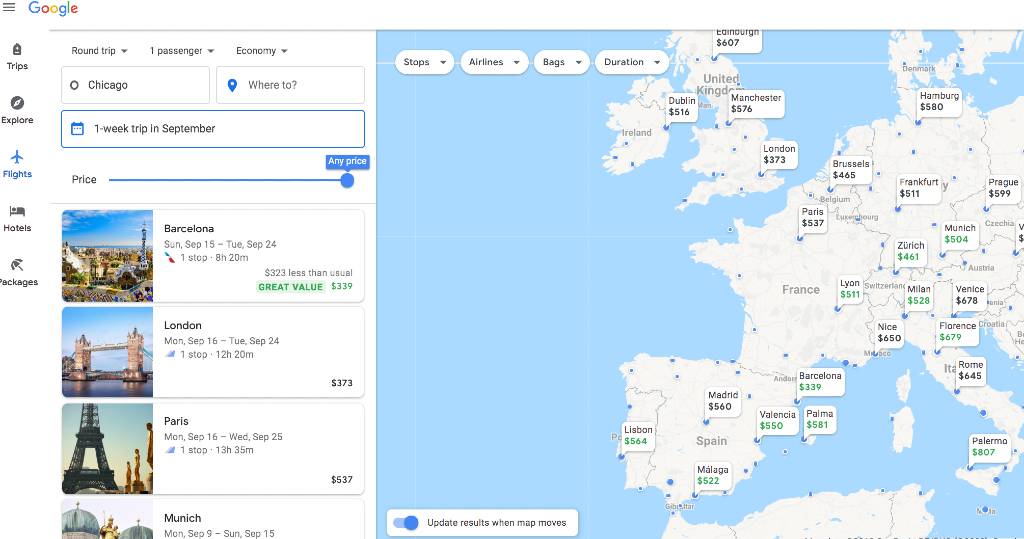 Google's Explore map