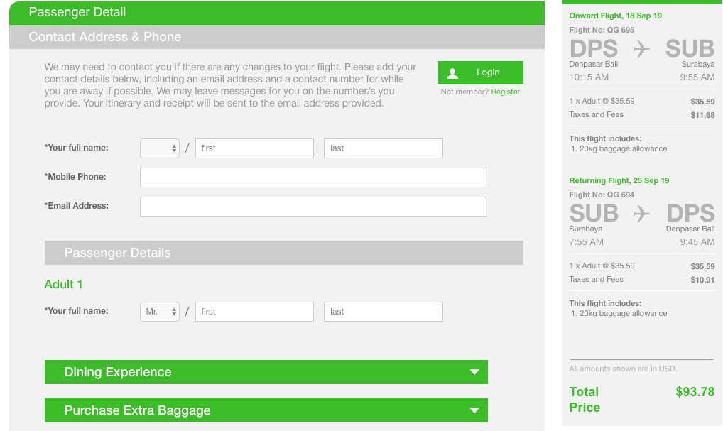 flight booking on Citilink.