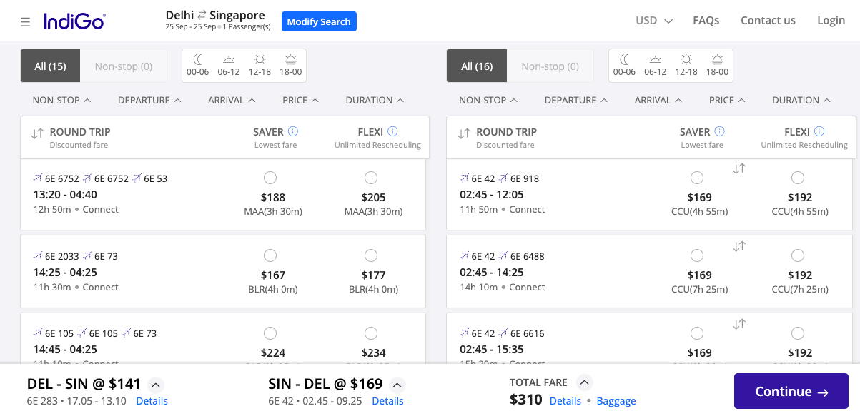 flight searching on IndiGo