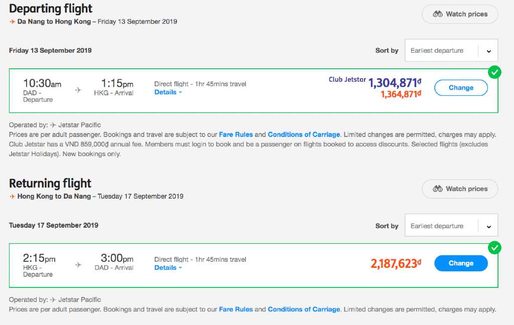 flight search on Jetstar.