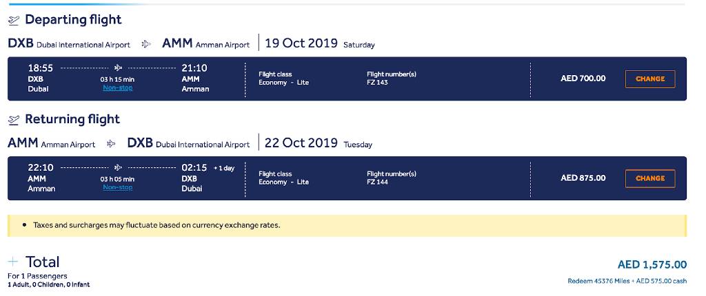 flight search on flydubai.