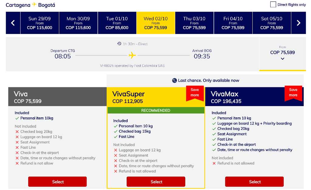 booking on Viva Air