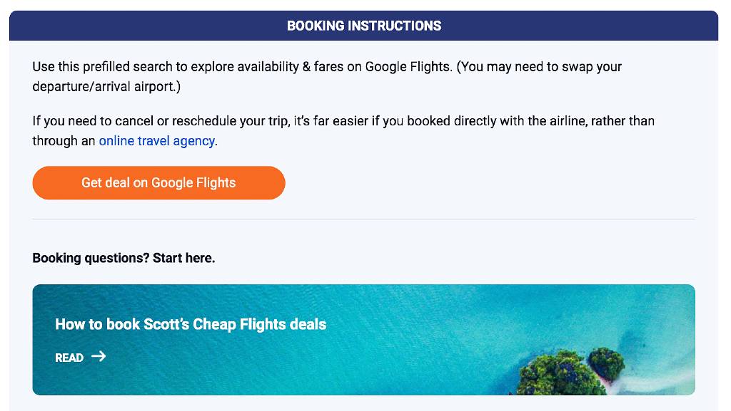 booking instructions