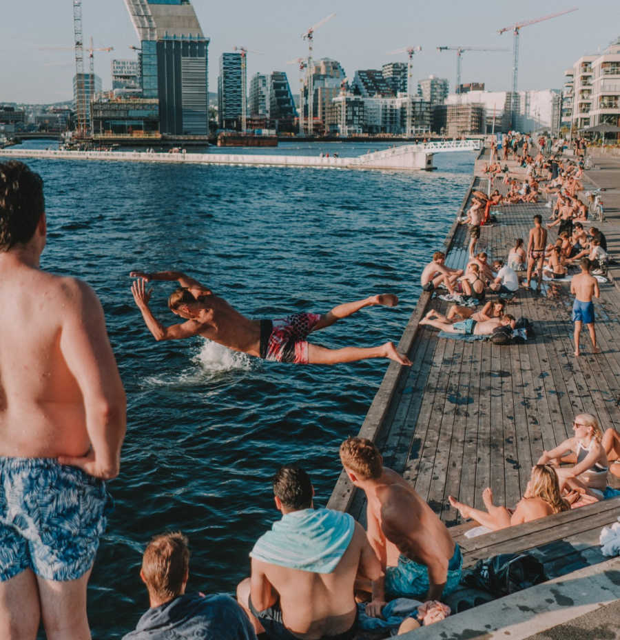 swimming in Oslo harbor.