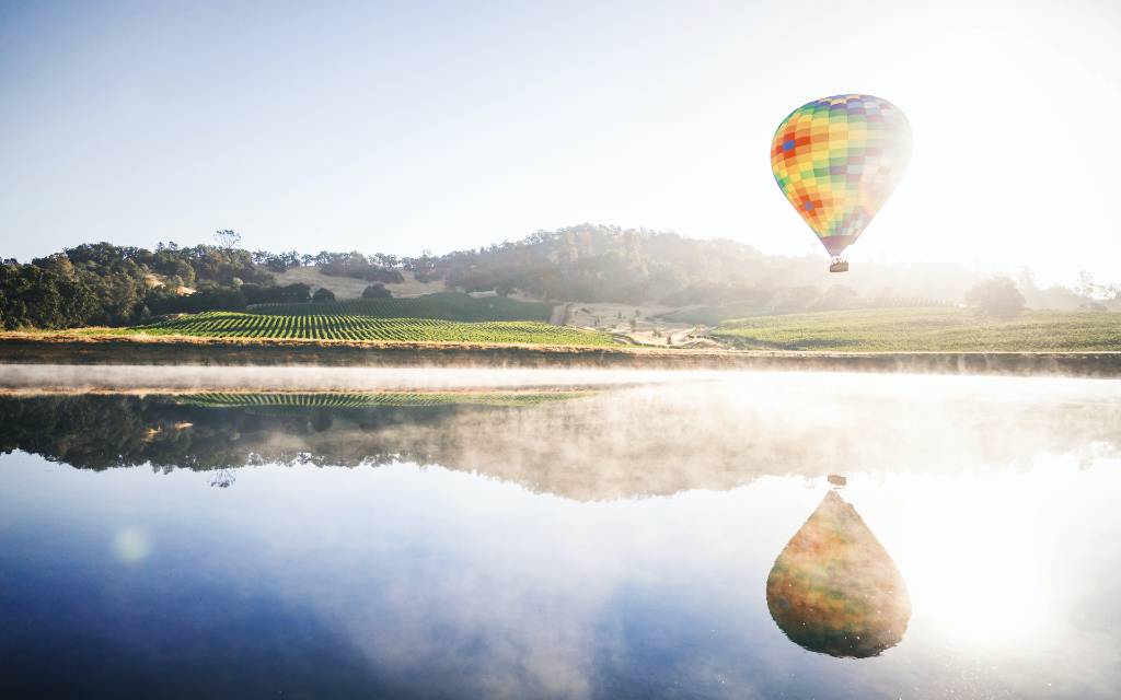 hot air balloon over Napa.