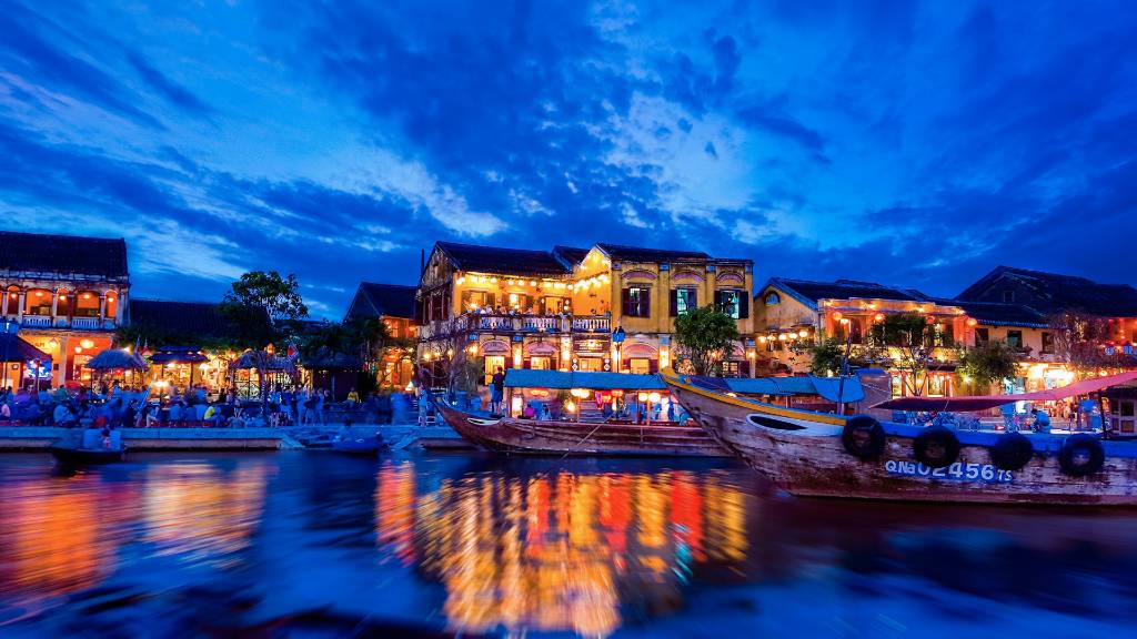 Hoi An riverfront at night.