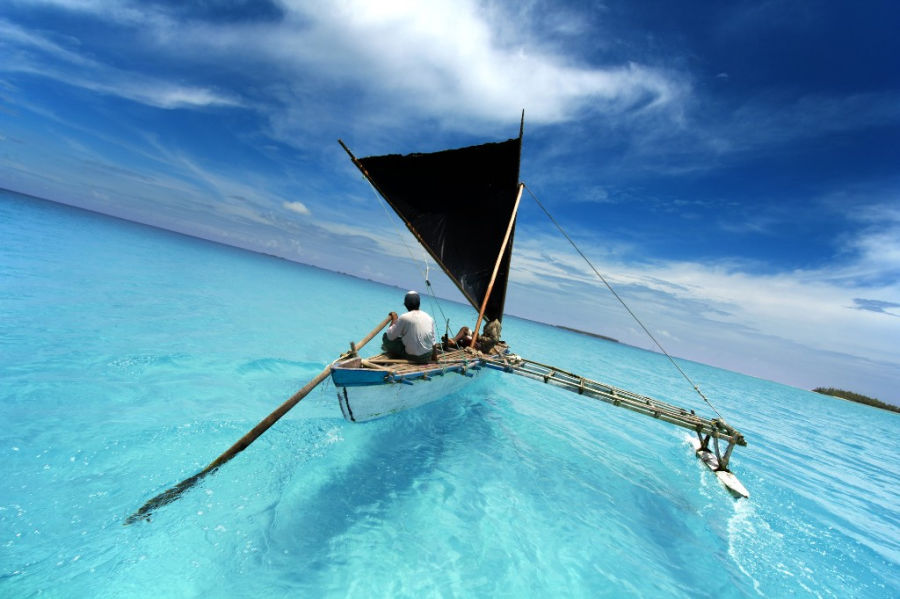 ourigger canoe in French Polynesia