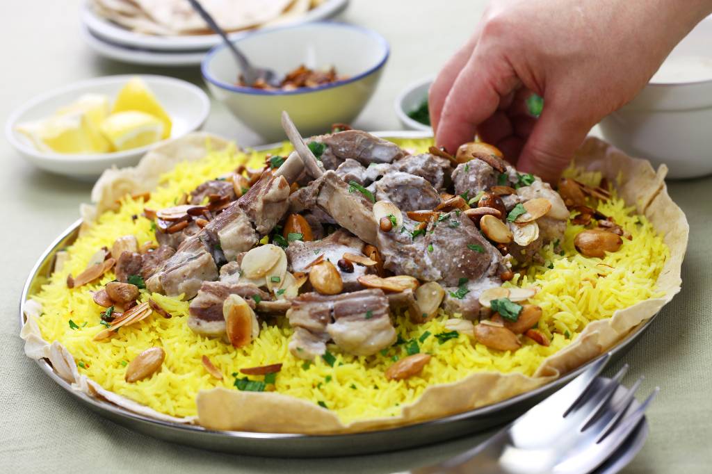 eating Mansaf.