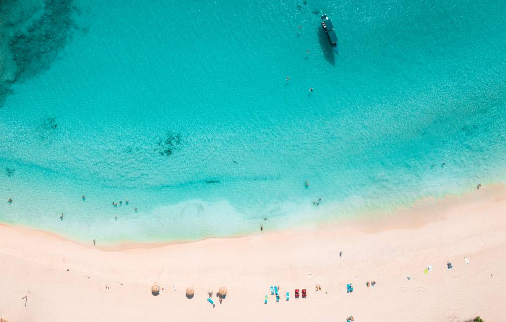 beach in Sint Maarten/Saint Martin from above.