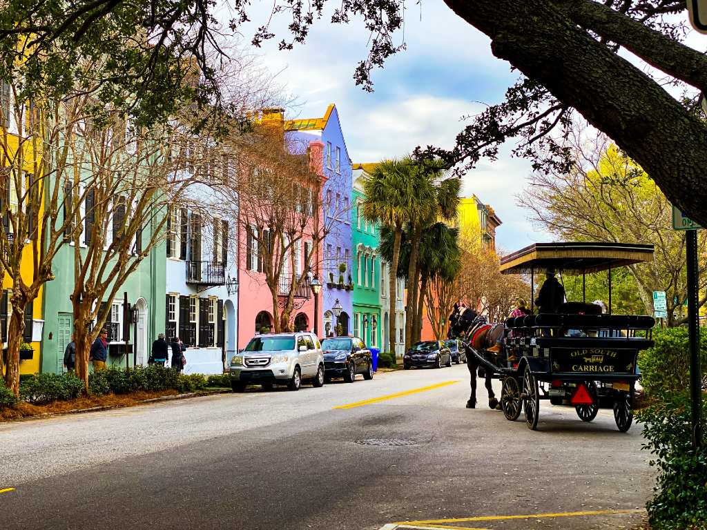 rainbow row in Charleston