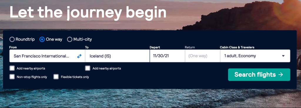 searching for one way flights on Skyscanner.