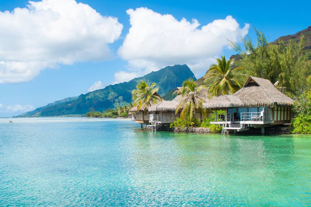 overwater bungalows in tahiti.