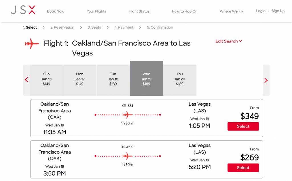 fare info on jsx.