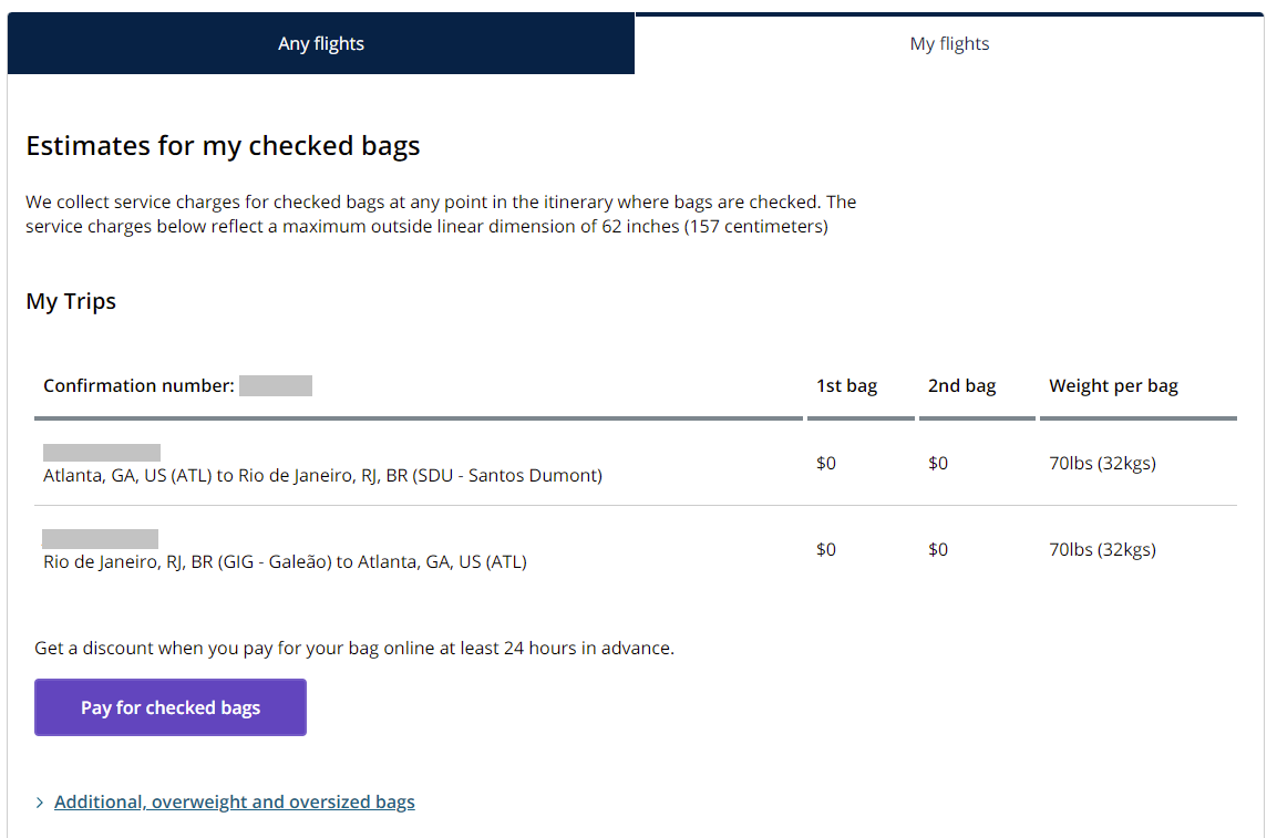 United business class baggage calculator