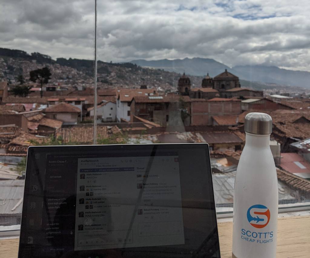 laptop with a view in Cusco.