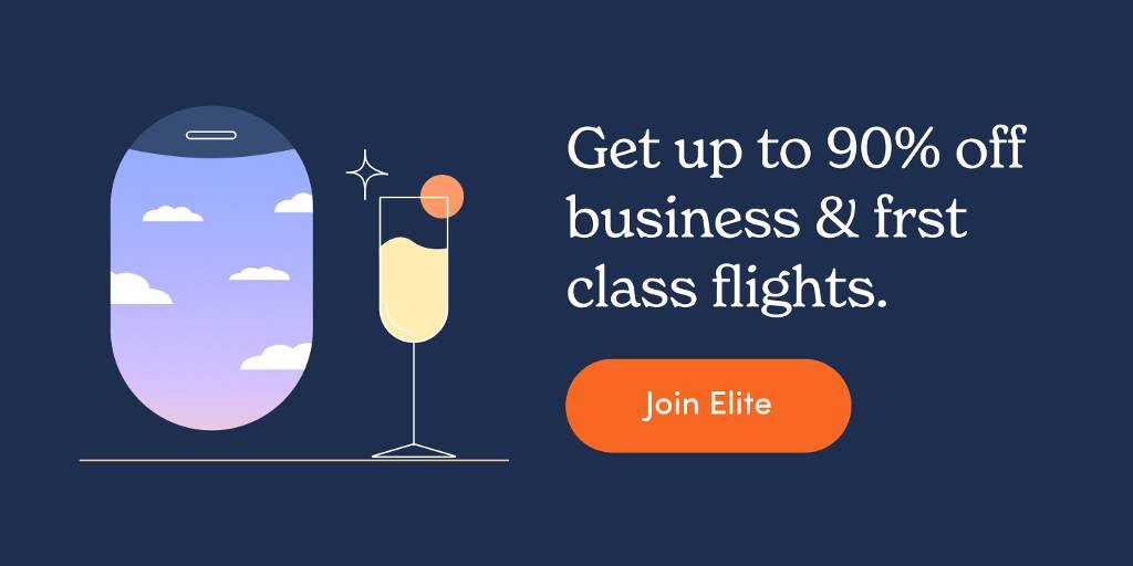 graphic that says get up to 90% off on business class flights