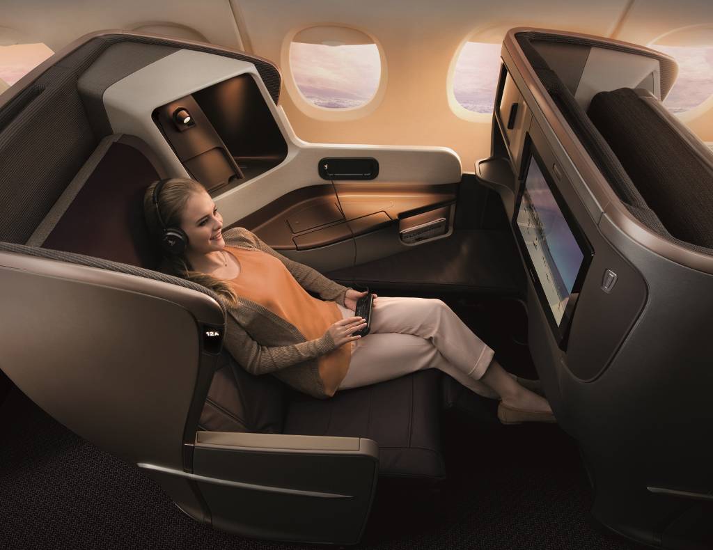 Singapore Airlines business class seat.