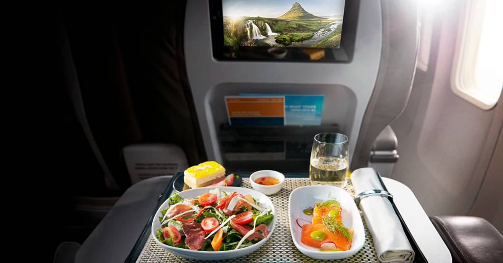 meal service on Icelandair in business class.