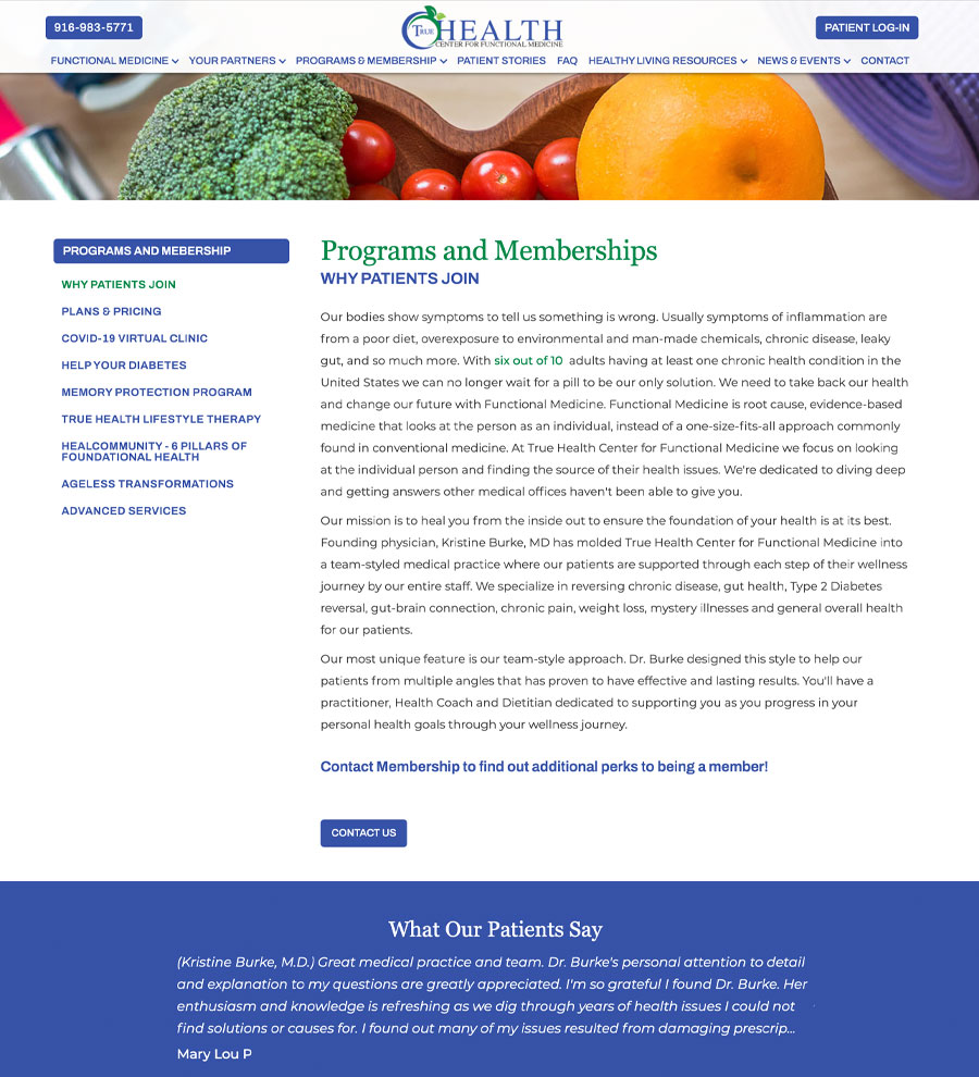 True Health Center For Functional Medicine Peak Web Design Portfolio - True Health Center for Functional Medicine