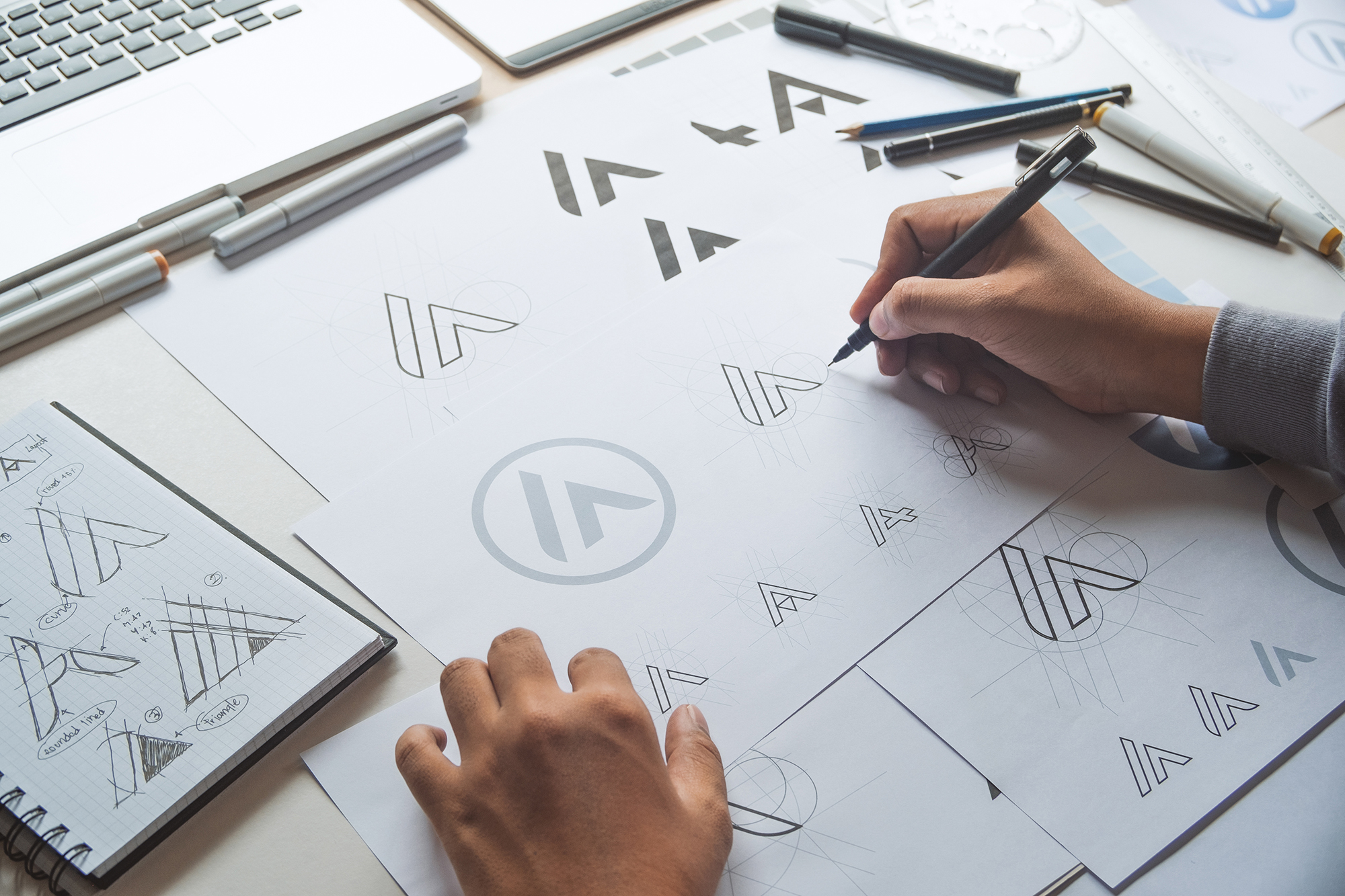 a man creating a logo