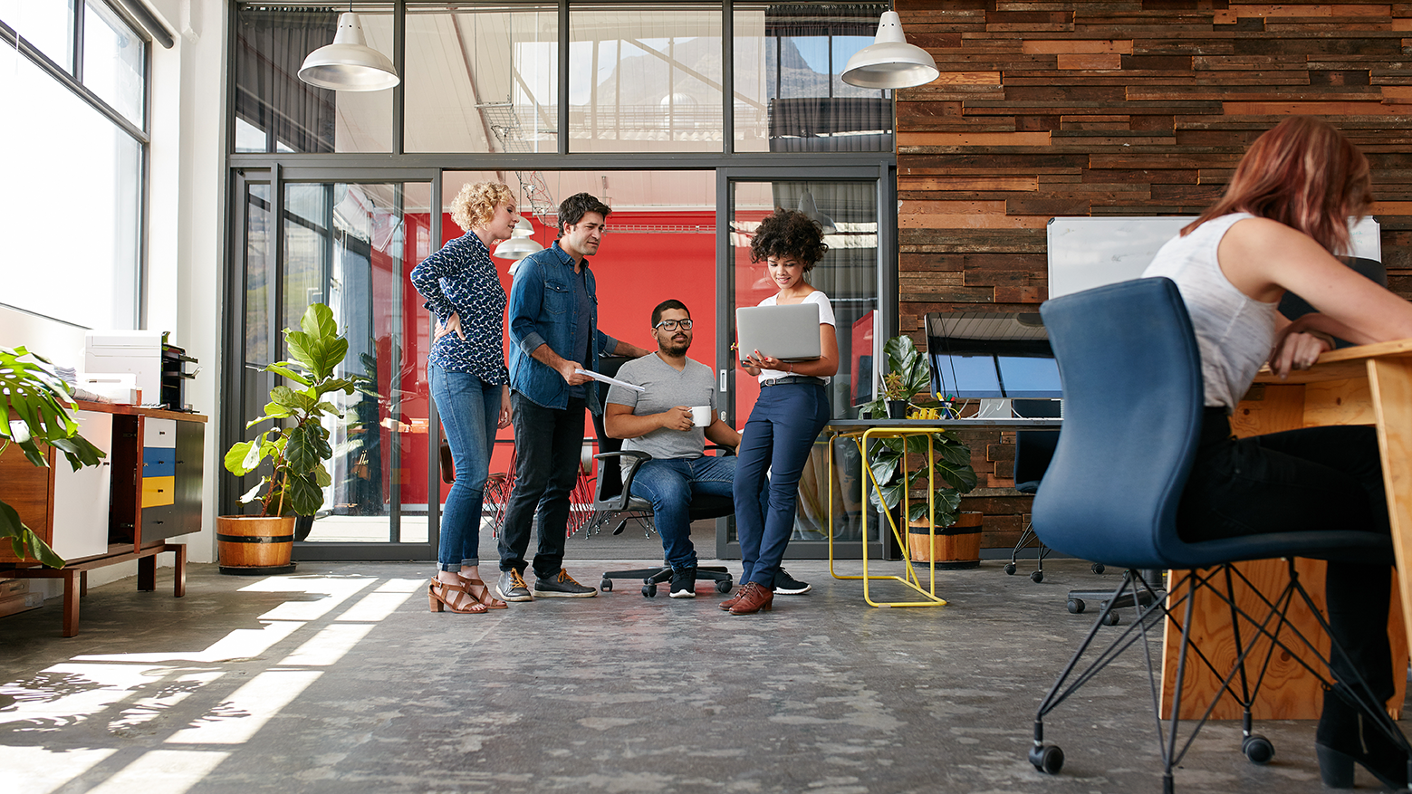 coworking team talking