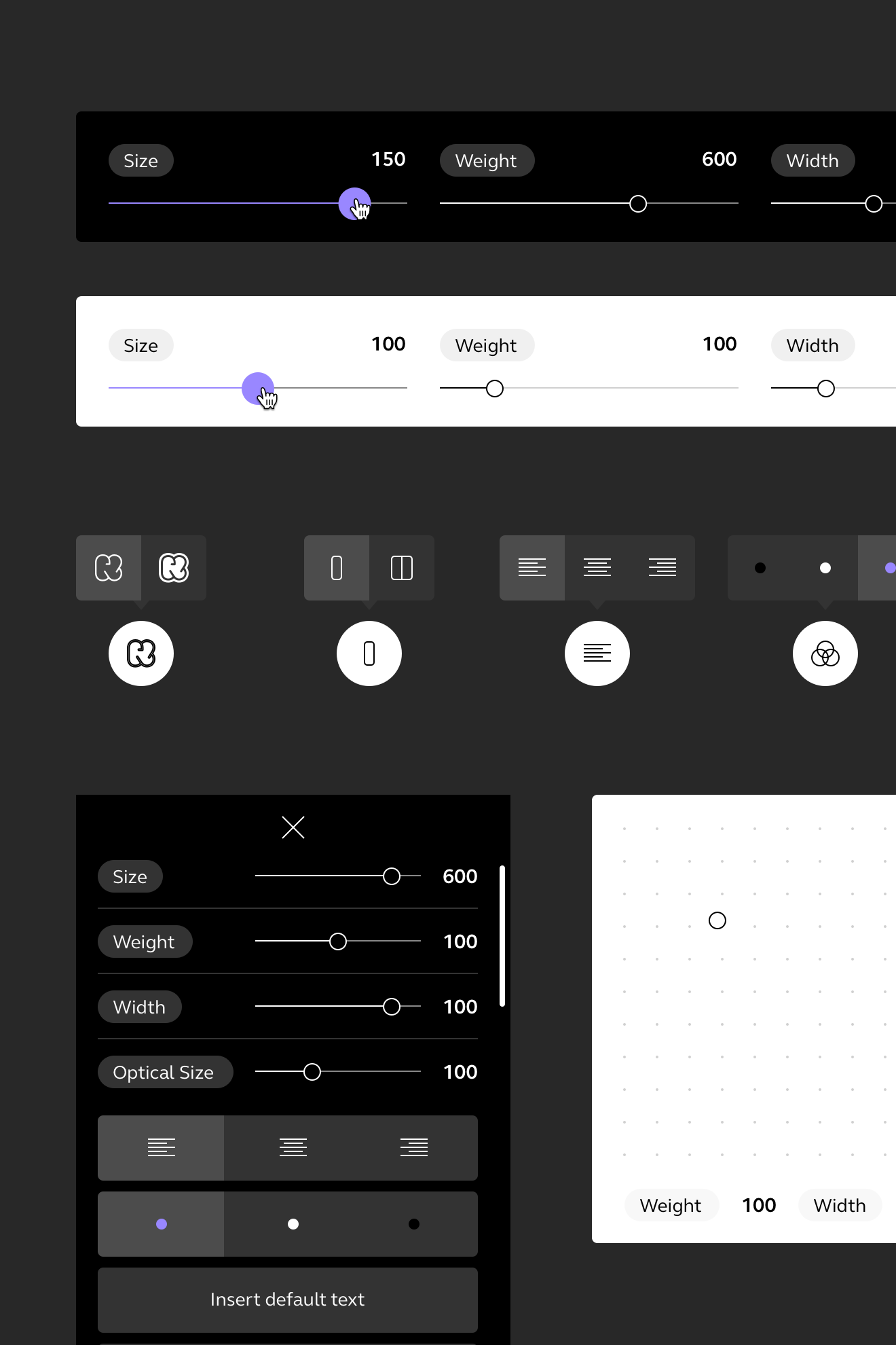 UI components for variable fonts microsite