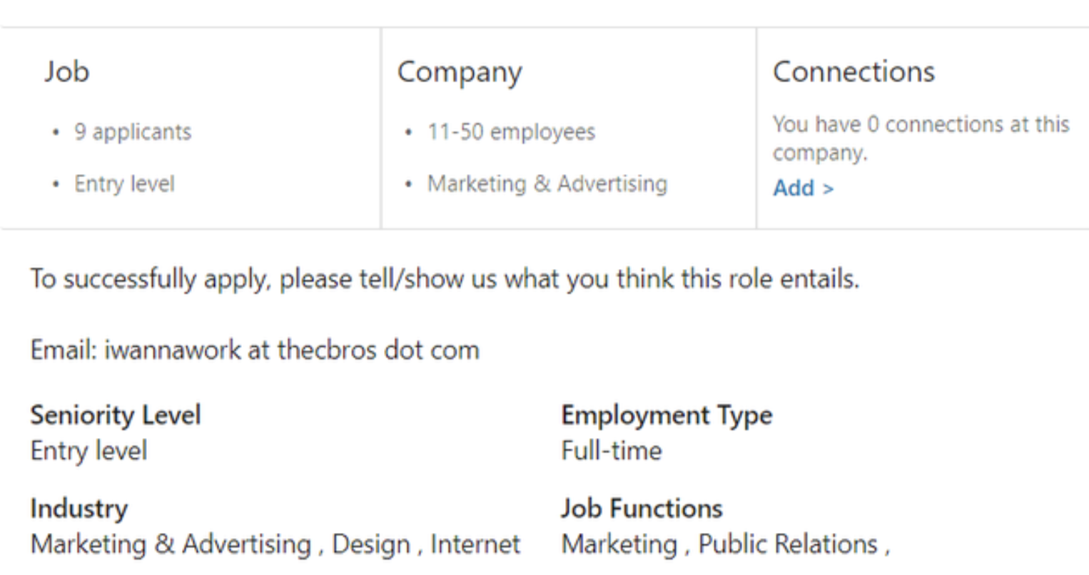 Job description guide: saying too little example