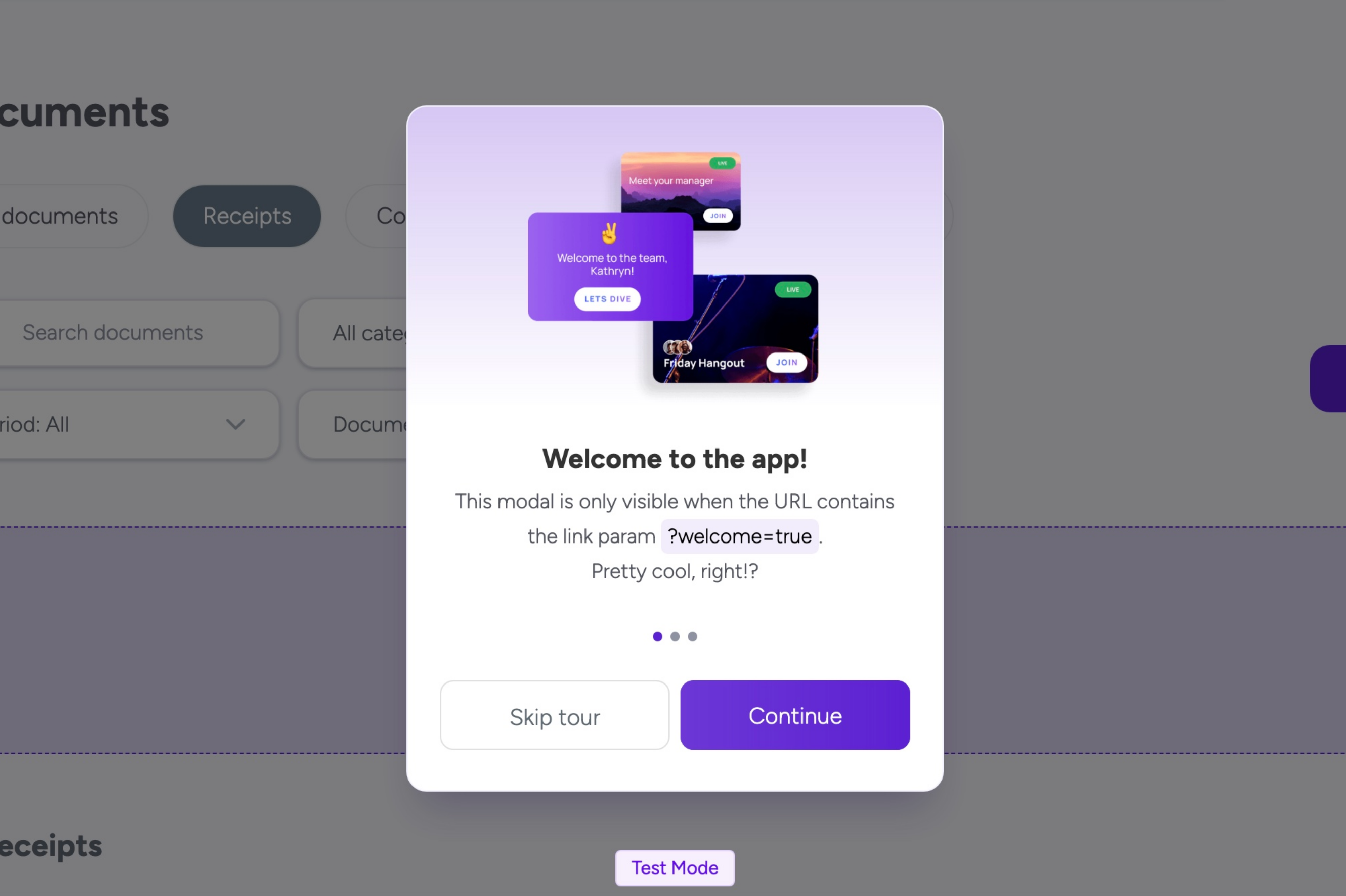 Webflow Showcased Overlay after Signup or Upgrade Tutorial