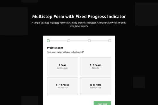 webflow showcased Multistep form With Fixed Progress Indicator webflow showcased Multistep form With Fixed Progress Indicator