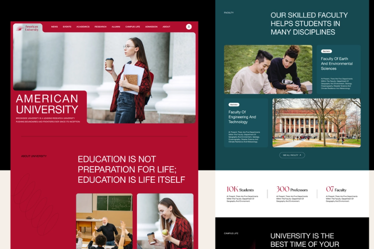 flow Showcased American University Education Landing Page