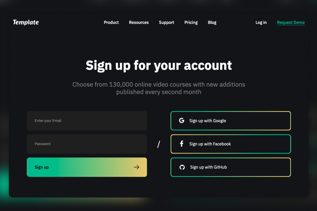 flow Showcased Free Dark Log In + Sign Up With Social Auth