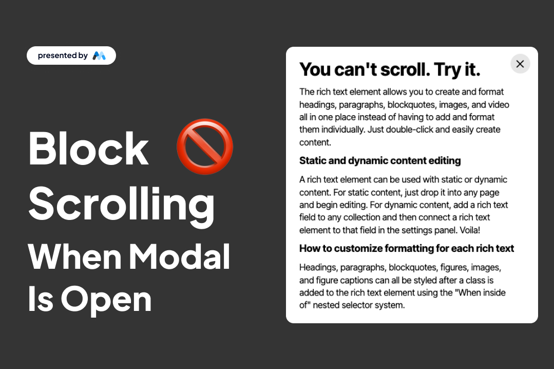 flow Showcased Block Scroll When Modal Is Open