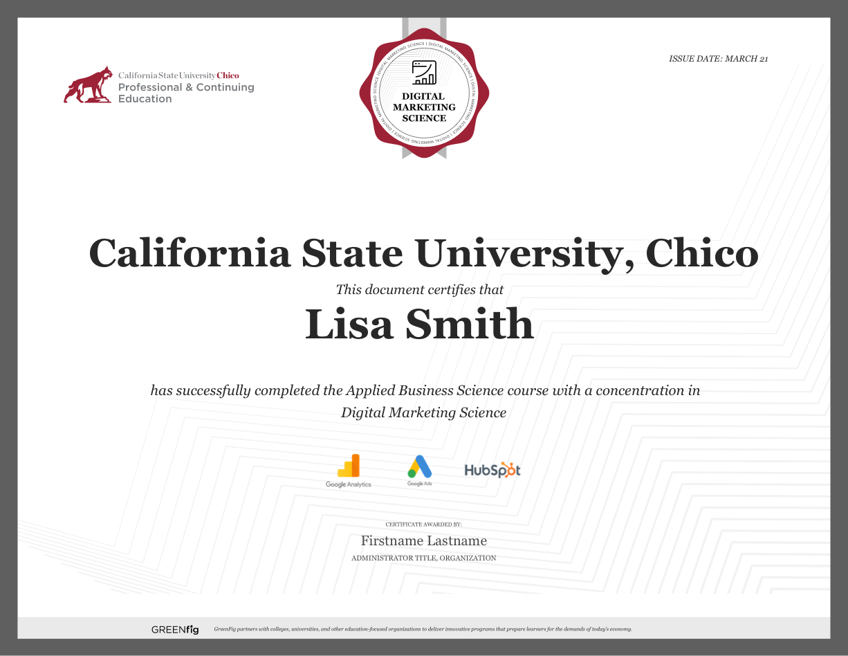 Digital Marketing certificate course Chico State Professional