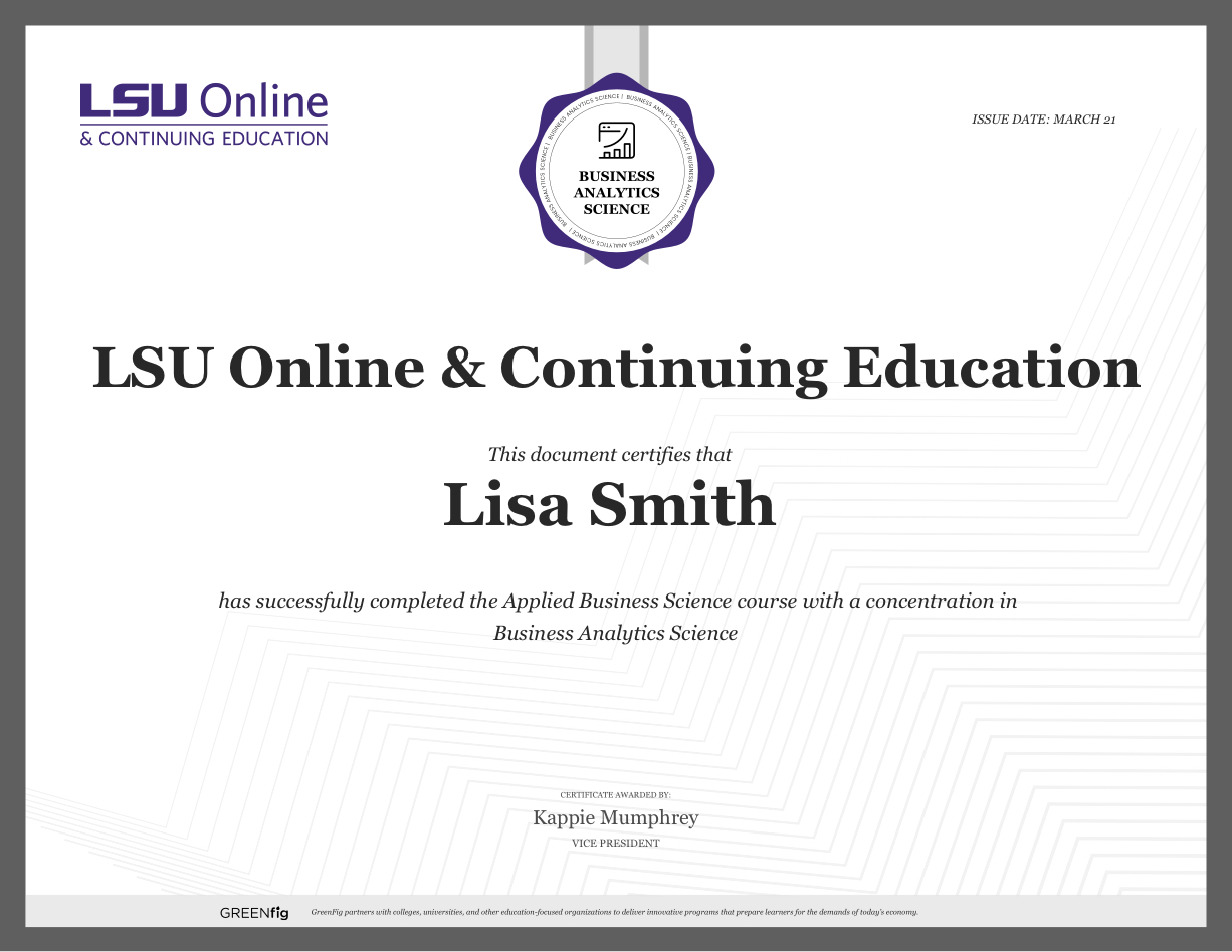 Business Analytics certificate course | Louisiana State University