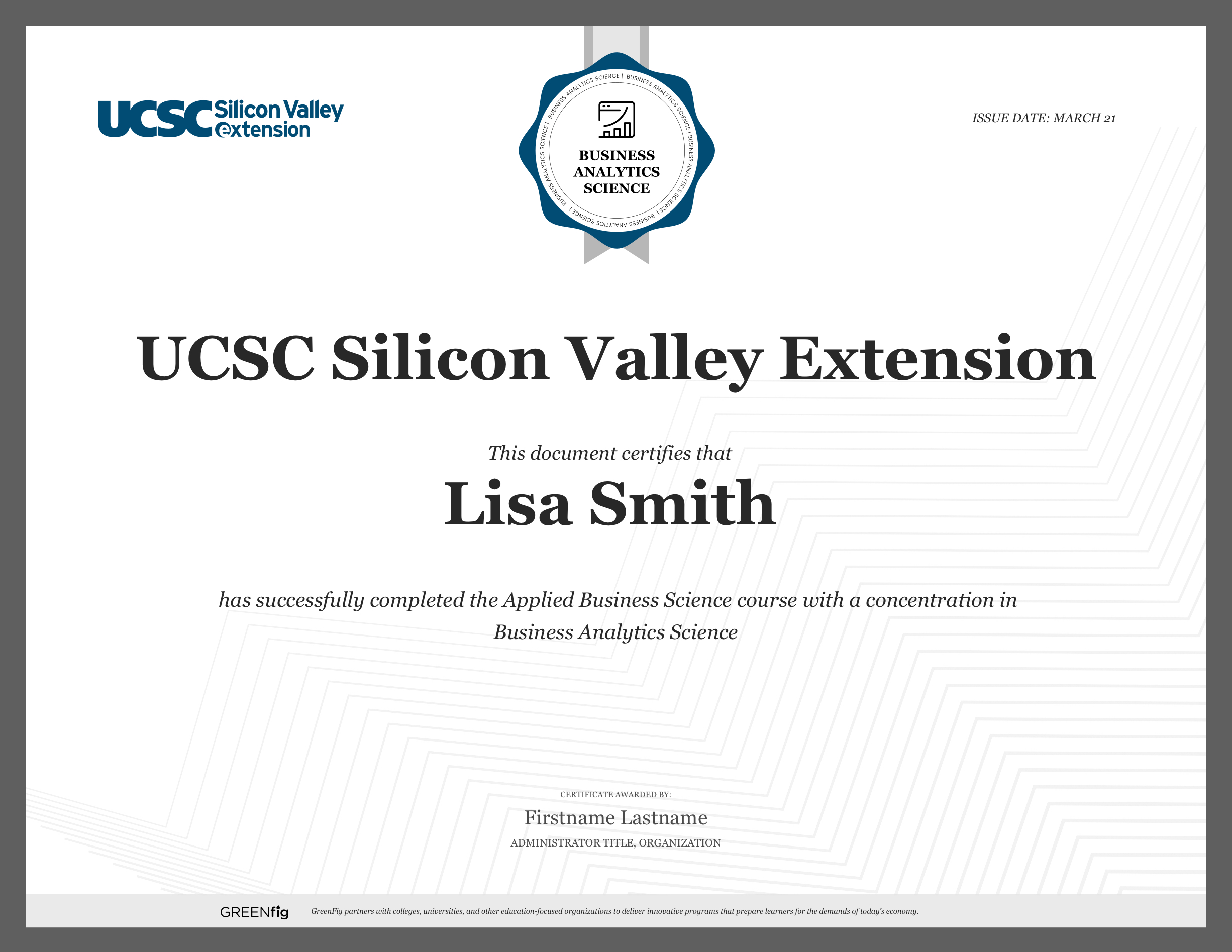 Business Analytics certificate course UCSC Extension
