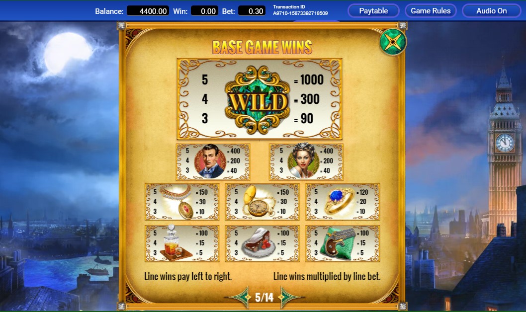 Mystery Express Slot Paytable