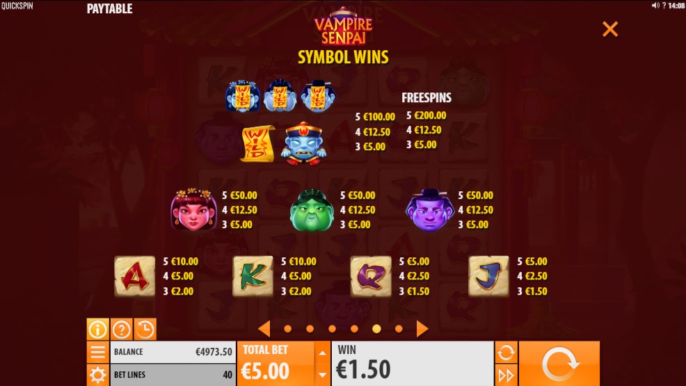 vampire-senpai-slot-paytable