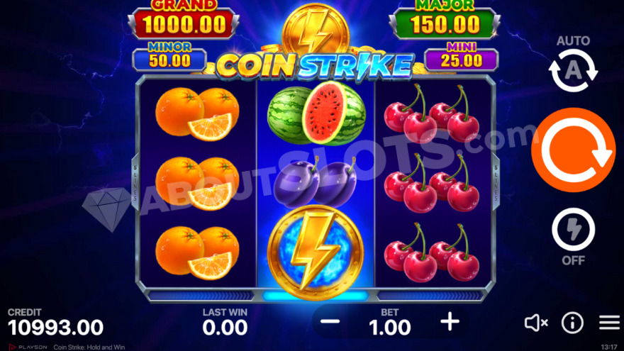 A strike bonus symbol on the middle reel.