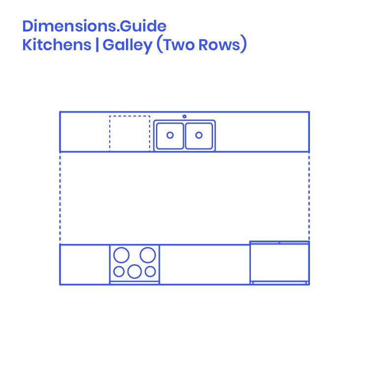 Two Row Galley Kitchens Dimensions & Drawings