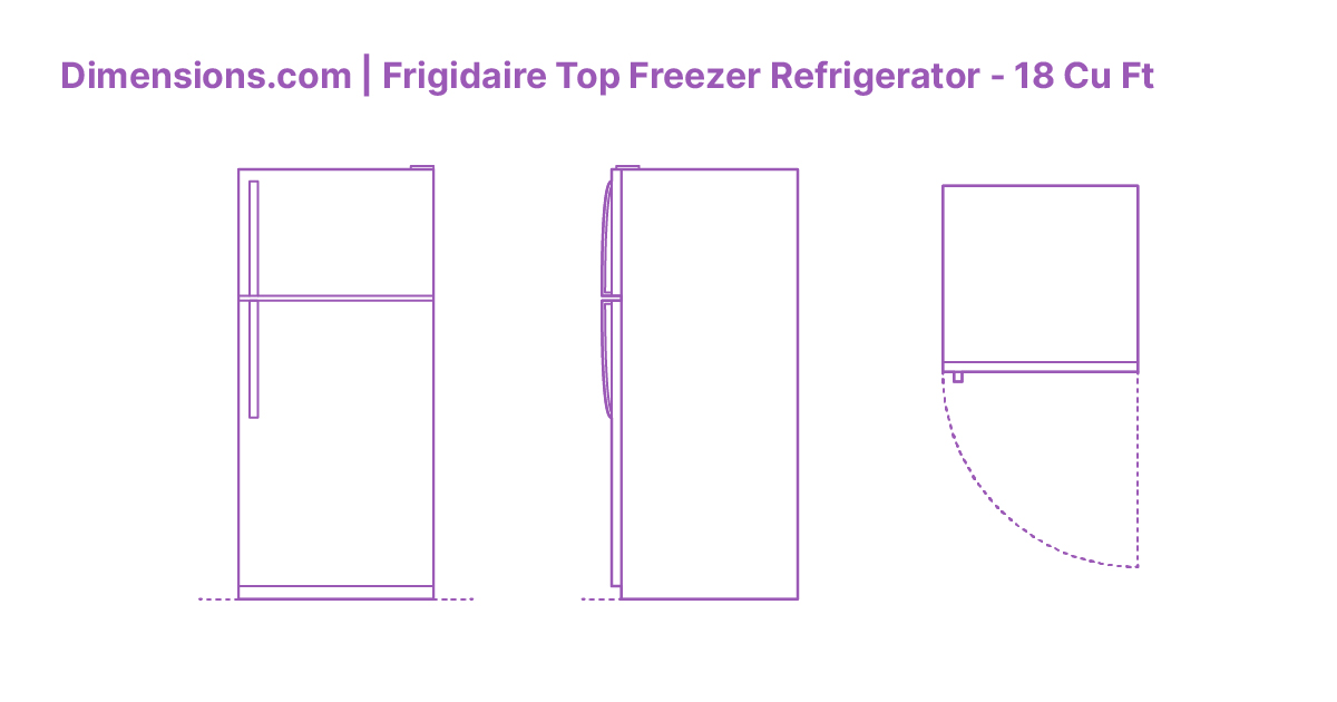Frigidaire Top Freezer Refrigerator 18 Cu Ft Dimensions & Drawings